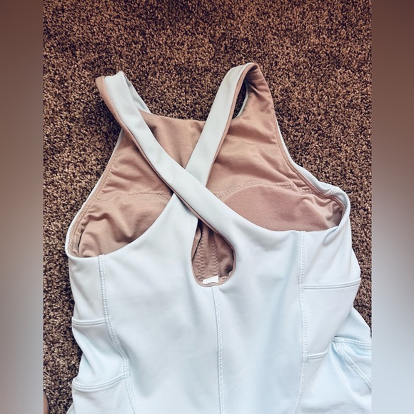 Light Blue Lululemon Court Crush Tennis Dress with Built-in Bra and Shorts - Picture 4 of 15